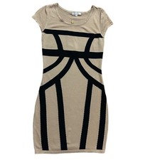 Vero Moda Classic tan black bodycon mini dress sz Small NWT