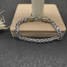 David Yurman Signed 925 Sterling Silver Two-Tone Rolo Chain Bracelet Lobster