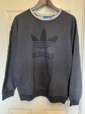 Adidas Womens Black Logo Sweatshirt Size 12 100 Cotton Half