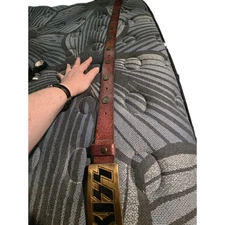 RareVINTGE KISS ROCK N.  ROLL LEATHER  BELT COOL KISS BRAS BUCKLE RIP ACE FREHLY