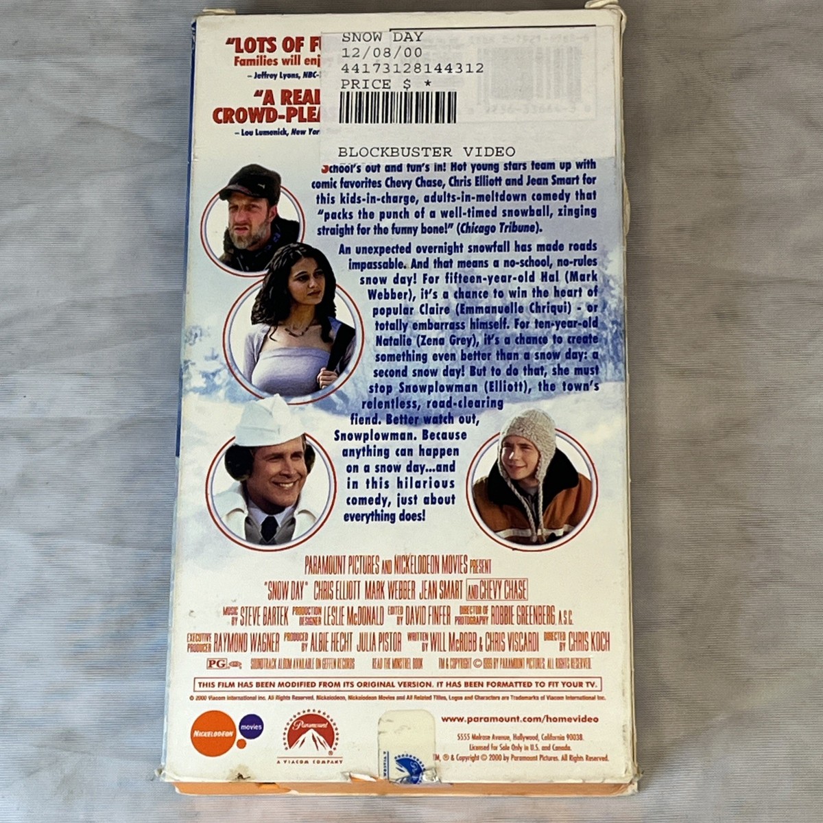 Snow Day VHS, 2000 Nickelodeon Rare Orange VHS Tape, Chevy Chase