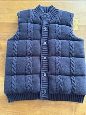 Janie And Jack Cable Knit Sweater Vest, Boys Size 5/6, Navy , Puffy Cotton EUC