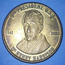 WILLIAM HENRY HARRISON (29 mm SIZE) PRESIDENTIAL SERIES MEDALLION - *09316166 🌈