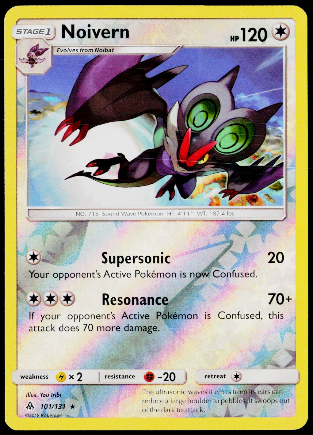 Noivern 101/131 Rare Forbidden Light Pokemon Reverse Holo Near Mint