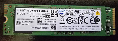 Intel SSDPEKNU512GZ 512GB NVMe SSD 87% Health Tested Working Sanitized