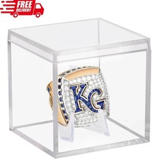 1 Pack Clear Acrylic Championship Ring Display Case Memorabilia Stand Cube Hold