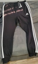 Adidas Men's Black 3-Stripes Cuffed Fleece Jogger Sweatpants - Brand New Size M