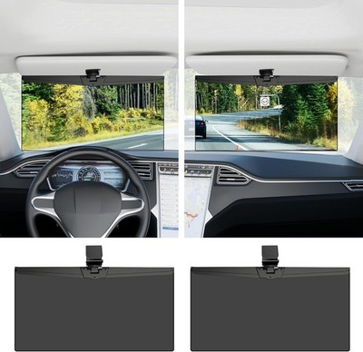Car Visor Extender Sun Blocker Polarized UV400 Adjustable Clip-On X-Large 2 Pack