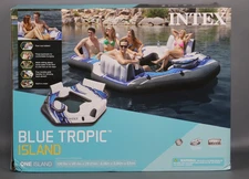 Intex Blue Tropic Inflatable Lake Island Float with Cooler and Cupholders