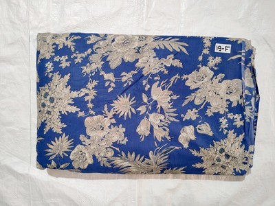 Indian Blue Floral Print Dressmaking, Sewing, Running, Crafts Fabric 3 Yards US