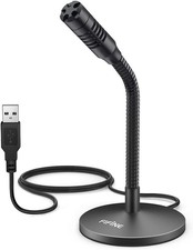 FIFINE Mini Gooseneck USB Microphone for Dictation and Recording,Desktop black