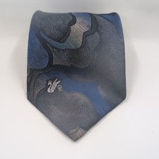 Vintage Mens Neck Tie Grey Abstract Painting Don Loper Beverly Hills Made In USA