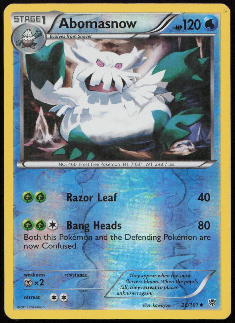 Abomasnow 26/101 HP Plasma Blast Uncommon Reverse Holo Pokemon