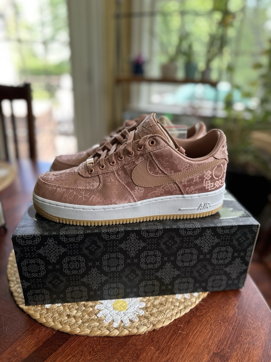 Size 9.5 - Nike CLOT x Air Force 1 Premium Low Rose Gold Silk | eBay