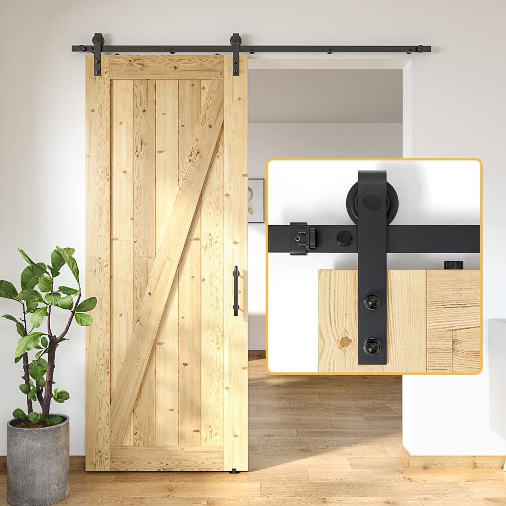 6FT Sliding Barn Door Hardware Kit with Track for Easy Installation