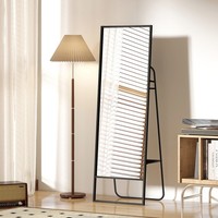 Homcom GanzköRperspiegel 157 X 50 Cm Rechteckig Standspiegel Mit Regal, 2 Haken