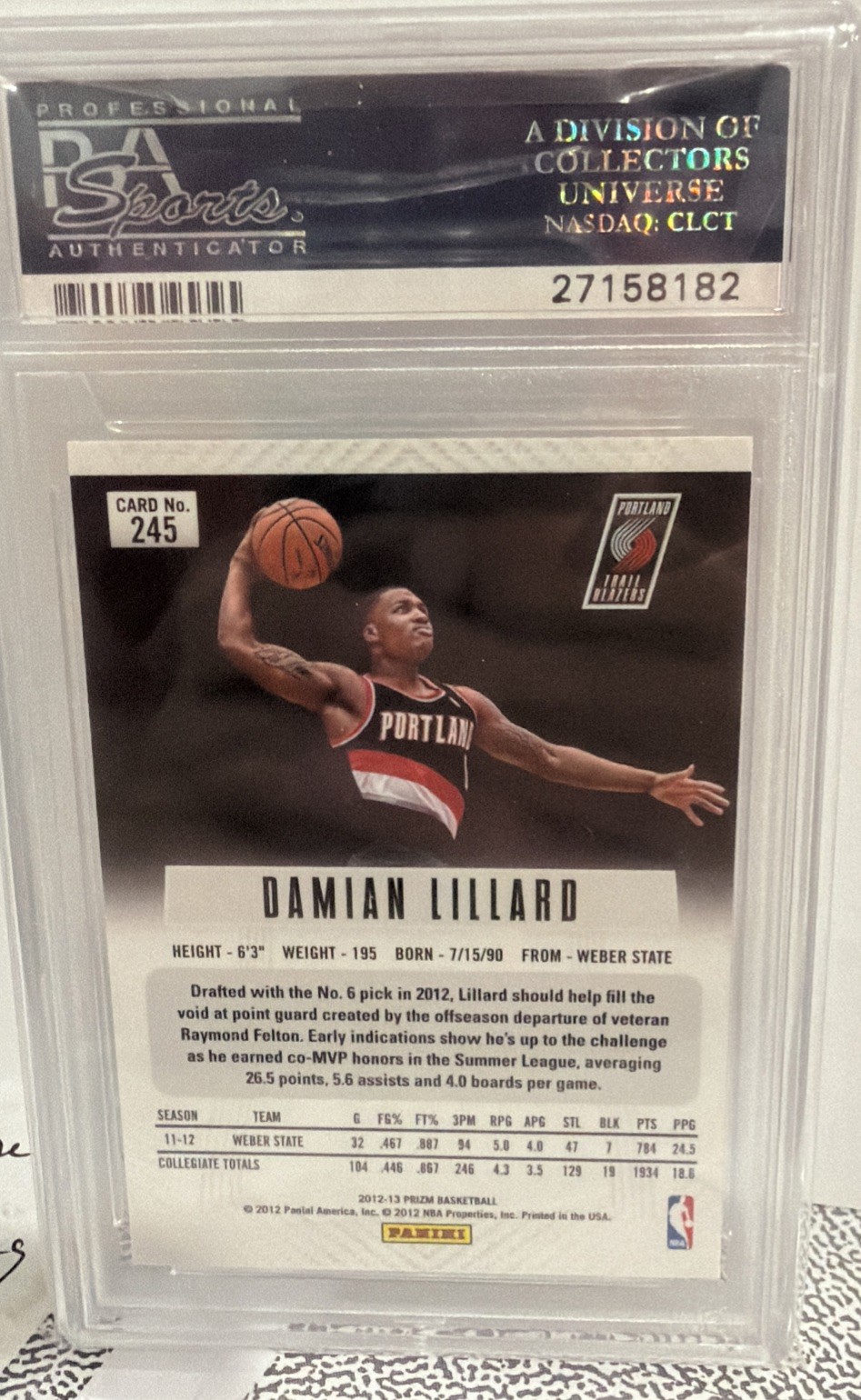 Damian Lillard 2012-13 Prizm Rookie RC #245 PSA 10 Gem Mint view 2
