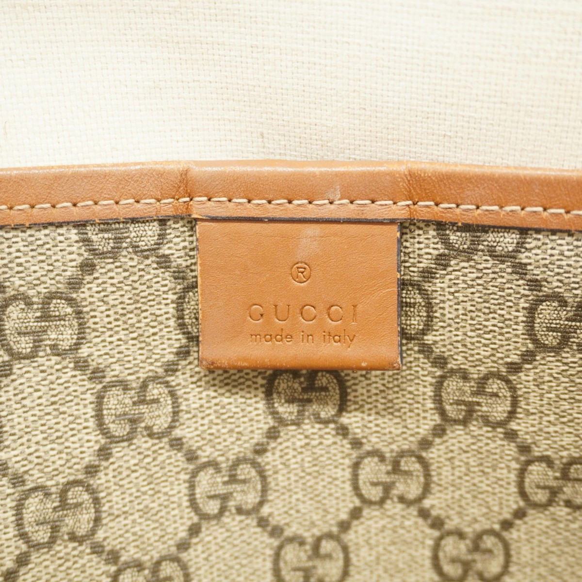 Gucci GG Supreme Sherry Leather Tote Bag Brown Champagne Gold thumbnail 5