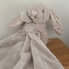 Jellycat Beige Blossom Bunny Soother Floral Ears Baby Comforter Blanket