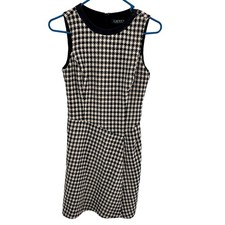 Lauren Ralph Lauren Houndstooth Dress Size 2 Sleeveless Faux Leather Trim