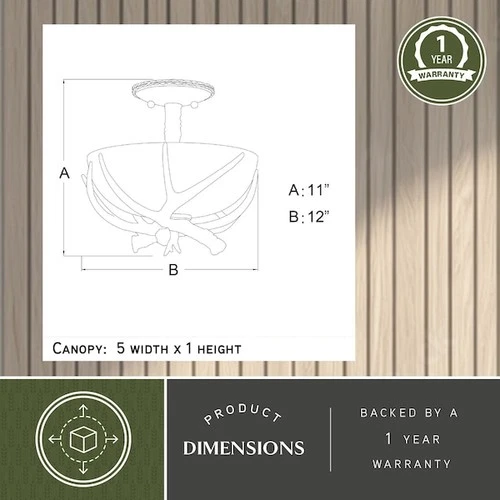 VAXCEL C0014 Yoho 12in Semi-Flush Mount Black Walnut - Picture 3 of 9