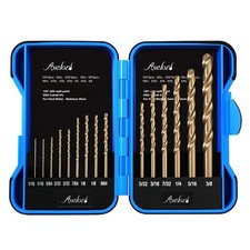 15Pc Cobalt Drill Bit Set M35 HSS 1/16-3/8in 135  Twist Bits Case Free Ship