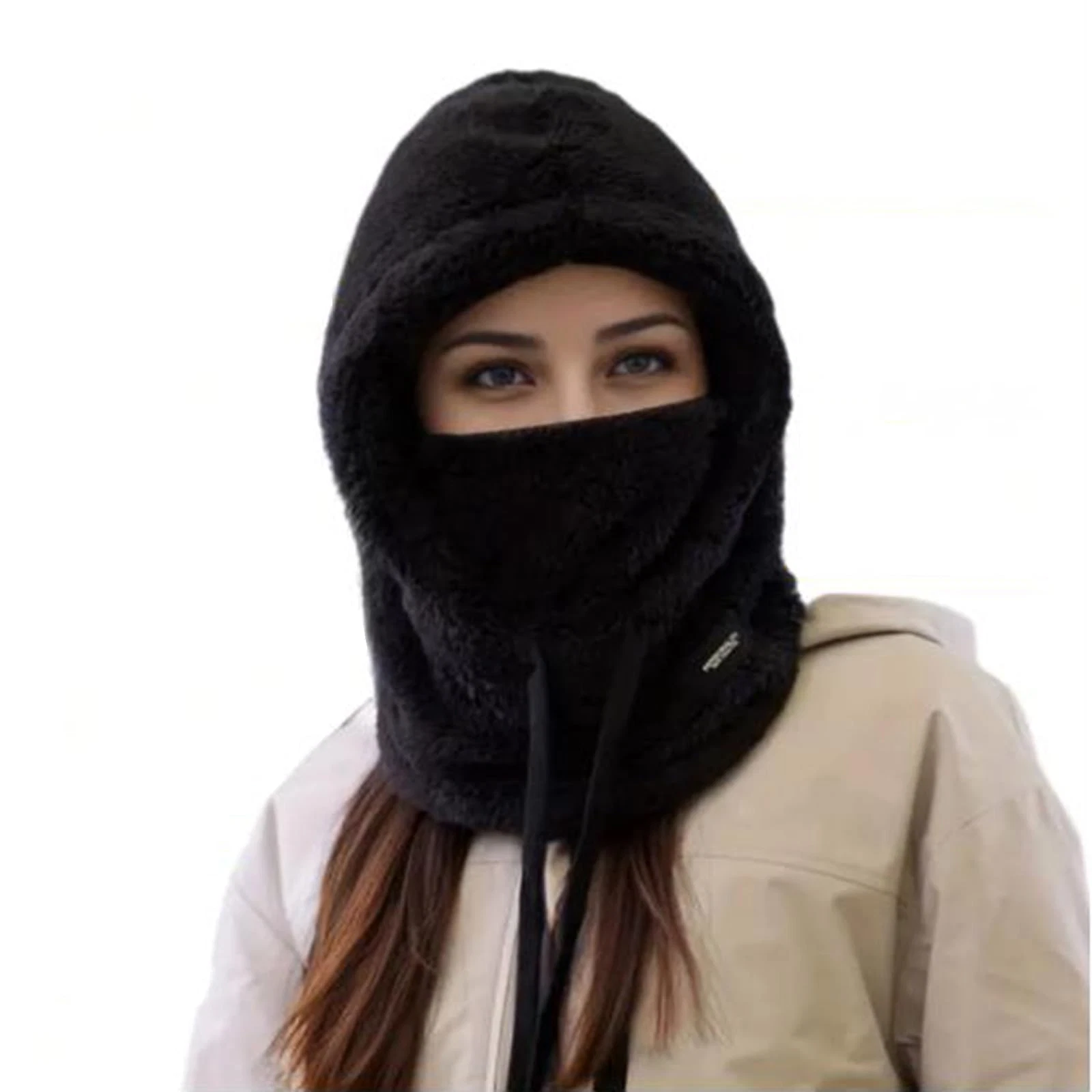 Women's One Piece Hat Scarf Fleece Beanie Balaclavas Face Mask Neck Set with ...