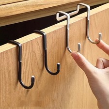 3PCS Stainless Steel Over Door Hook Reversible Clothes Rack Coat Drawer Hangers