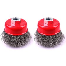 2 Pack 3 Inch Coarse Crimped Wire Cup Brush for 4 1/2 Angle Grinder, 5/8 Inch...