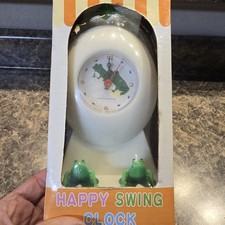 NOS Moving Frog Clock Vintage Happy Swing Kinetic Animated Box New Old Stock