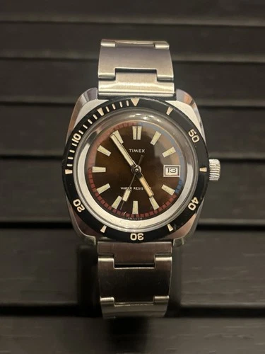 Timex Marlin Calendar- Vintage Diver Style Watch 🤿 Rotating Bezel - Runs Great