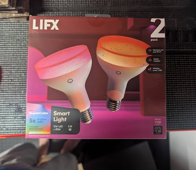 LIFX 85Watt Equivalent BR30 Multi-Color Smart Wifi E26 LED Light Bulb 2-Pack NIB