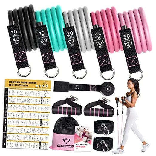 Resistance Bands with Handles for Women, 5 Level Exercise Bands Workout Bands