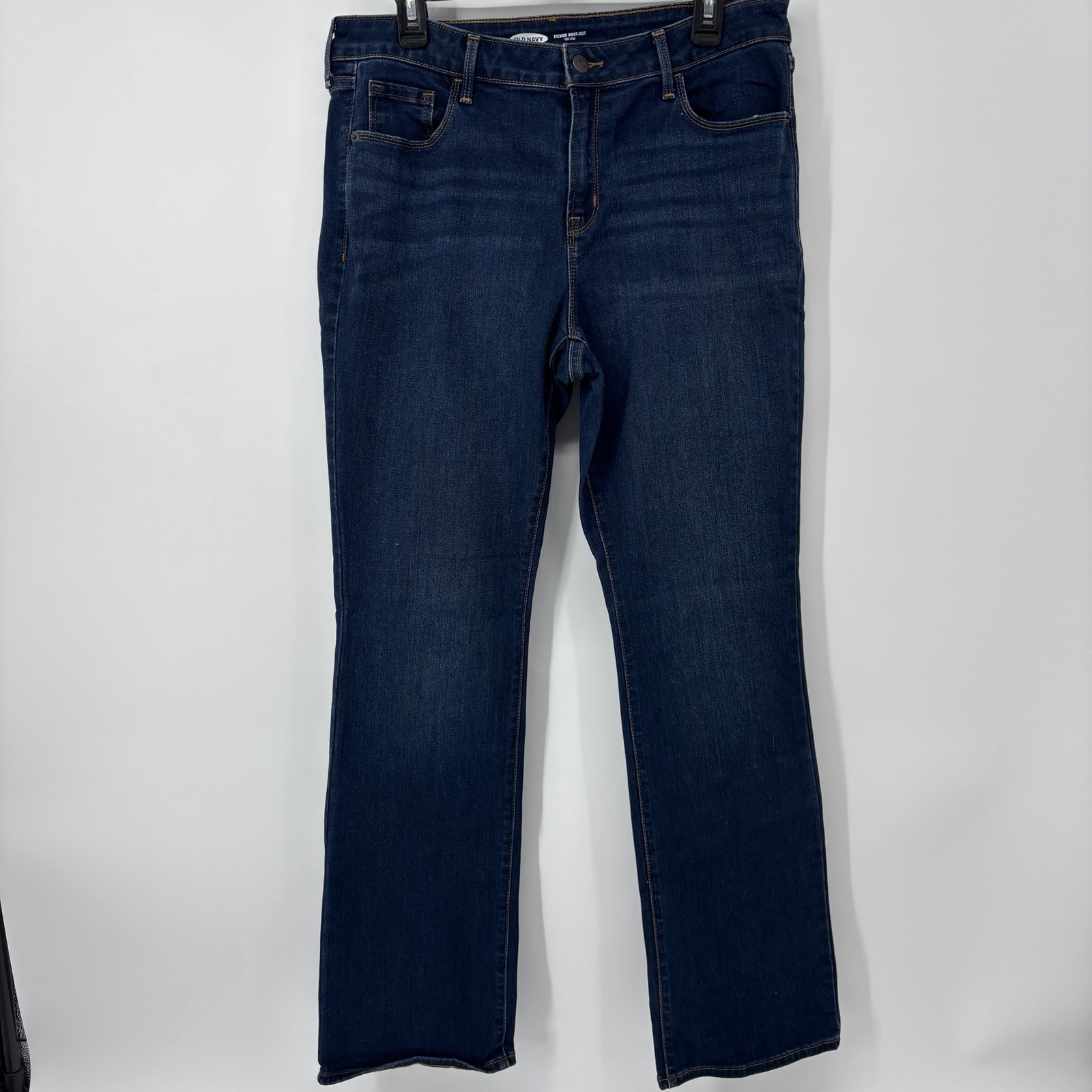 Old Navy Women’s Kicker Boot Cut Jeans Dark Wash Size 14 Mid Rise Denim