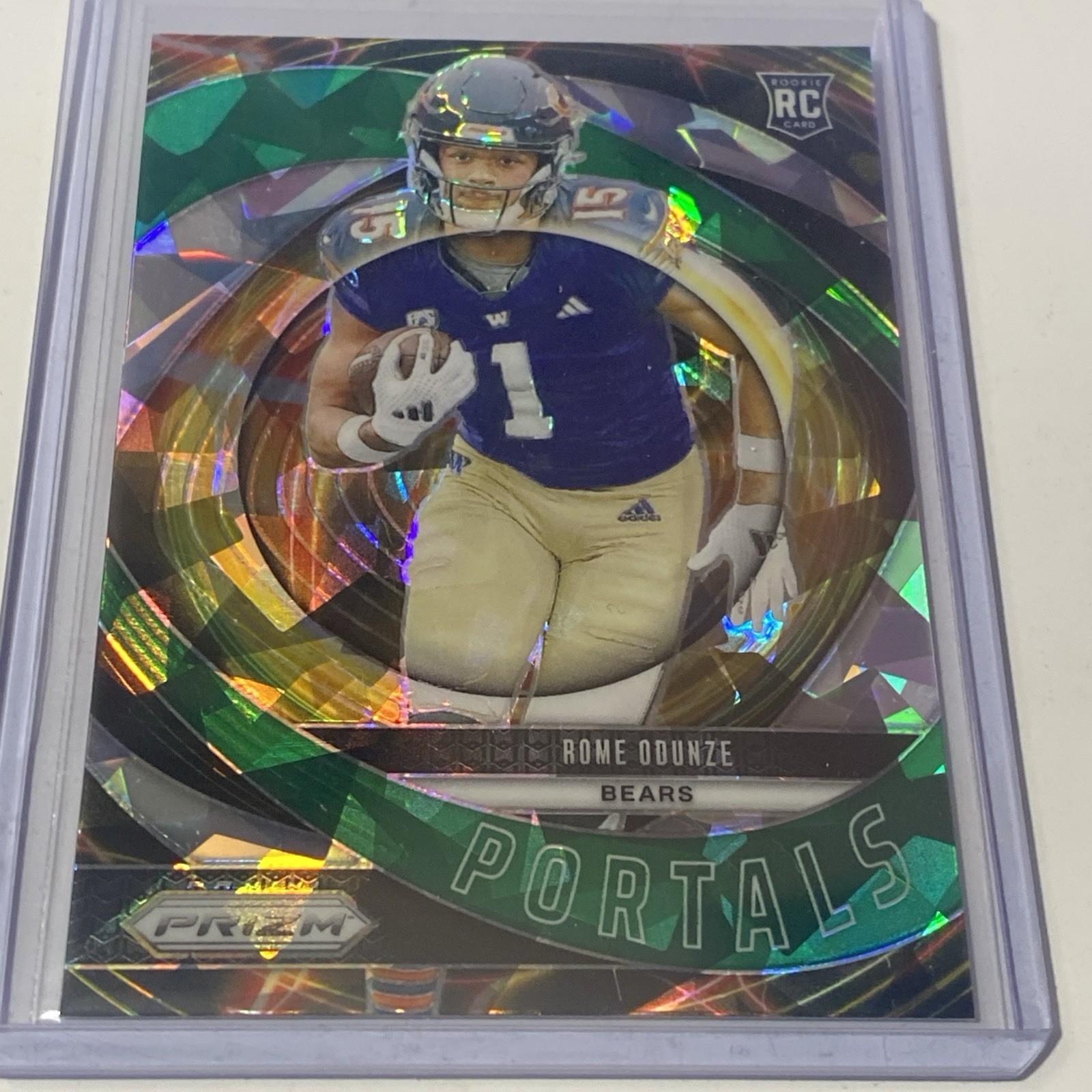 2024 Prizm Rookie Rome Odunze Portals Green Cracked Ice #9 Bears