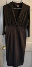 shapefx Black Midi Dress Size 14 with 3/4 Sleeves and Collar