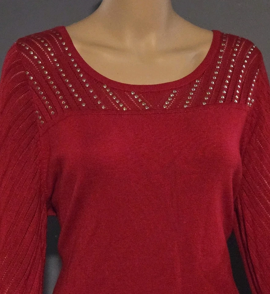 Vestido suéter de mujer Calvin Klein rojo manga campana talla XL  Foto 4 de 4