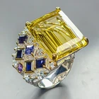 Unique ring 42 ct+ Natural Lemon Quartz Ring 925 Sterling Silver Size 8 /R453622