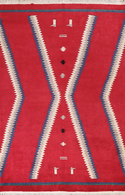Handmade Red Modern Wool Carpet Vegetable Dye Nepalese Area Rug 9x12 Ft