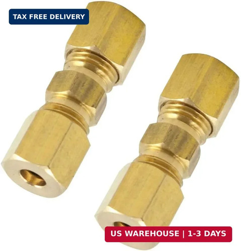 Brass Compression Tube Fitting, Union, 1/8" OD x 1/8" OD, Pack of 2