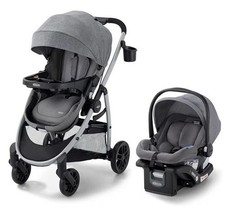 Graco Modes Pramette Travel System Stroller Gray Single One-Hand Fold Canopy