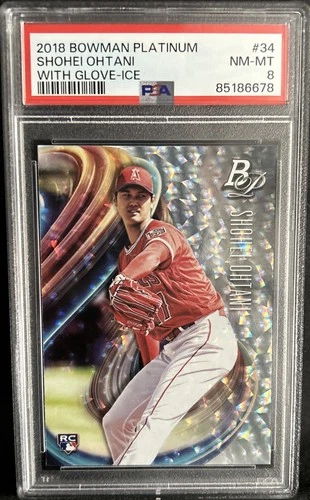 2018 Bowman Platinum ICE FOIL #34 Shohei Ohtani With Glove RC Rookie PSA 8 SP