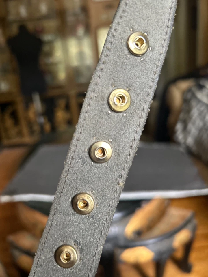 Vintage black wide  leather Hip Belt Cabochon Statement Colorful   Bezel Set M/L - Image 3 of 4