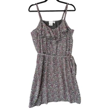 Fred David Dress Womens Size Large Dark Floral Cottagecore Whimsigoth Ruffle