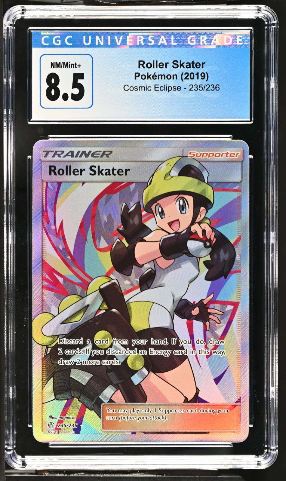 CGC Graded 8.5 Roller Skater 235/236 Cosmic Eclipse Full art Pokemon Card