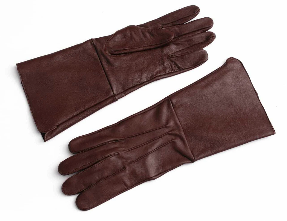 皮革手套长臂袖口中世纪文艺复兴角色扮演手套Amara衬里 — 第 4/4 张图片
