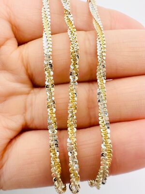 925 Italien Sterlingsilber Gold zweifarbig gedrehte Kette Halskette 18''