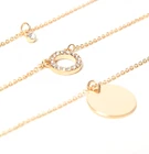 NECKLACE 3 Strand Multi CRYSTAL Pendant LAYERED Chain GOLD TONE