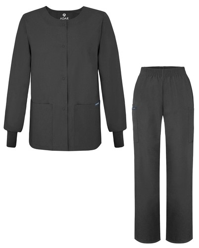 Adar Universal Women's Scrub Set - Warm-Up Scrub Jacket Elastic Pull-On Pants - Picture 64 of 133