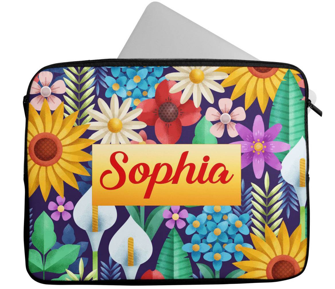 Personalised Laptop Case Any Name Floral Design Sleeve Tablet Bag 57 eBay
